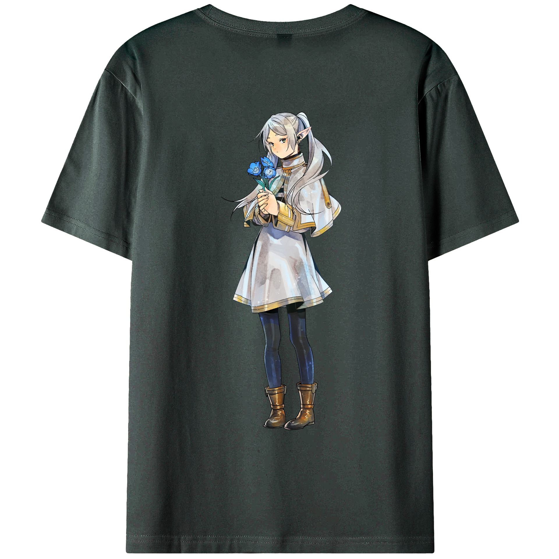 （画像用） 葬送のフリーレン Frieren 綿100％ メンズ半袖Tシャツ（バックプリント） 通気性